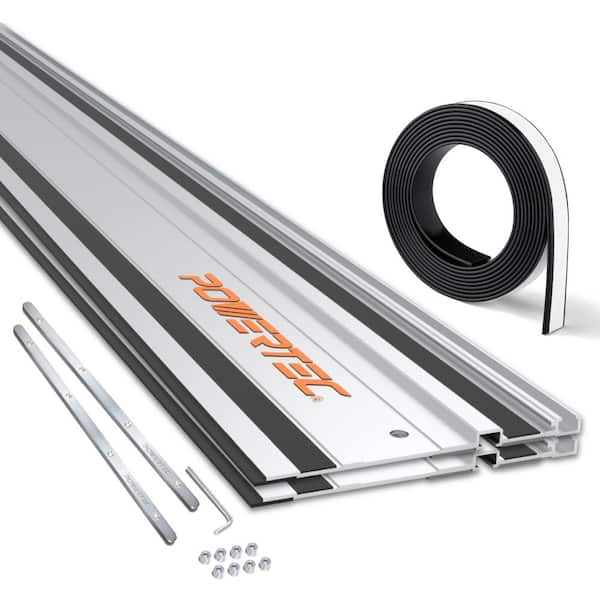 ‎POWERTEC 110 in. Track Saw Guide Rail Joining Set for Makita/Festool (2x55in. Guide Rail), Connectors, 55in. Splinter Guard Strip