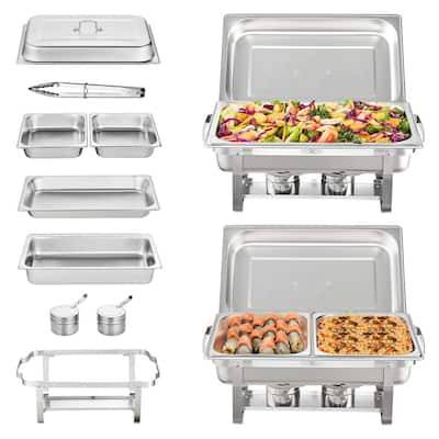 Merra 9.5 qt. Silver Stainless Steel Chafing Dish Buffet Set with Warmers  Trays for Parties 6-Packs CDP-N6PC-9L-BNHD-1 - The Home Depot