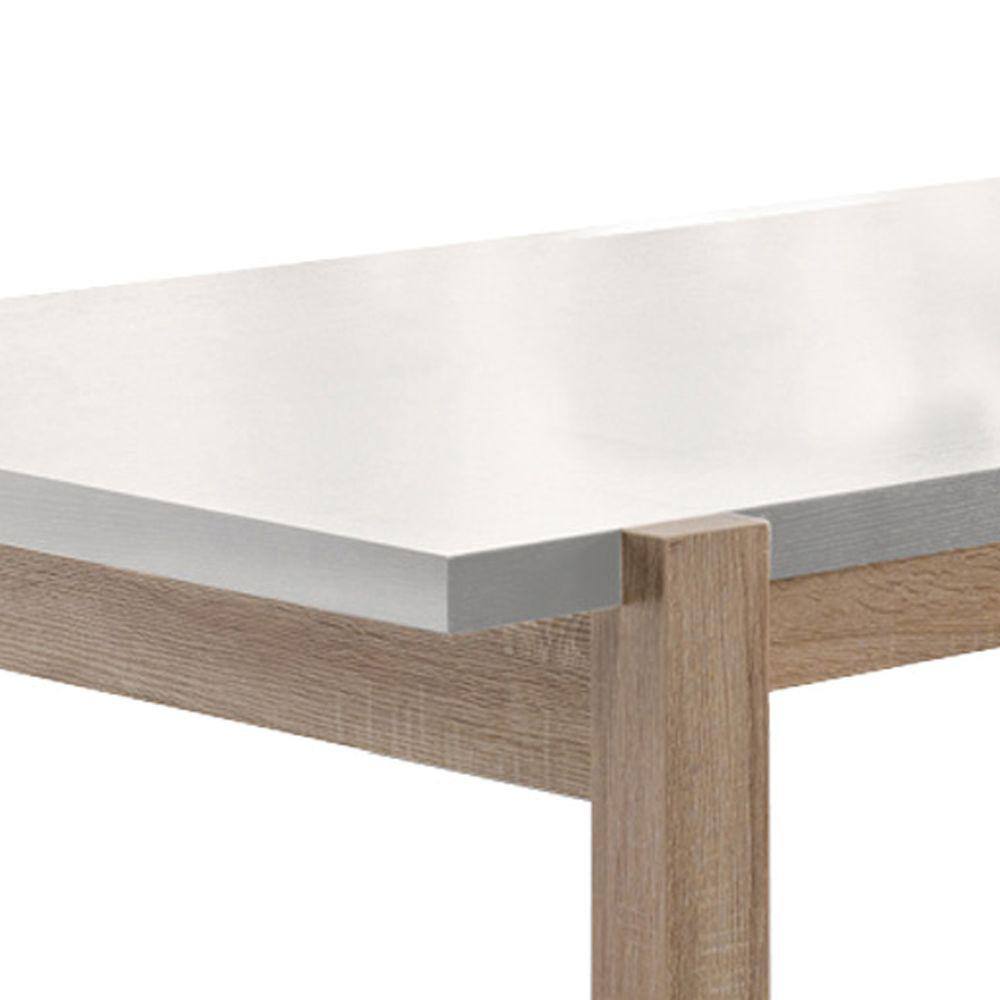 Transitional Rectangular Dining Table in White & Brown - 48" x 32"