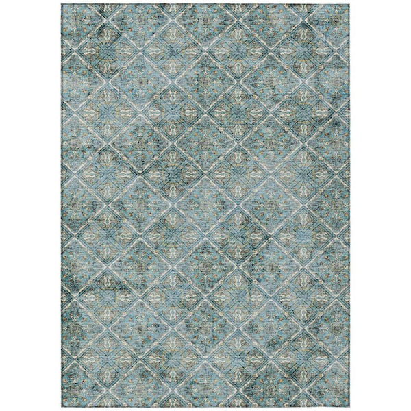 Chantille Machine Washable Indoor/Outdoor Abstract ACN2692 Teal 3 ft. x 4 ft. Area Rug