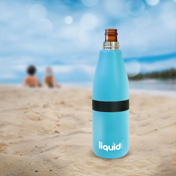 Grand Fusion Icy BEV Kooler V 2.0 - 3 in 1 Bottle Insulator, Can Insulator, and Water Bottle Teal, Blue