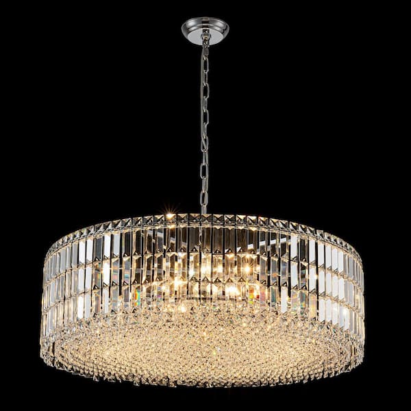 EDISLIVE Orillia Modern 12-Light Chrome Round Crystal Chandelier