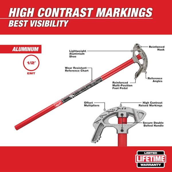 1/2 in. Aluminum Conduit Bender and Handle with 7-in-1 Conduit Reaming Multi-Bit Screwdriver