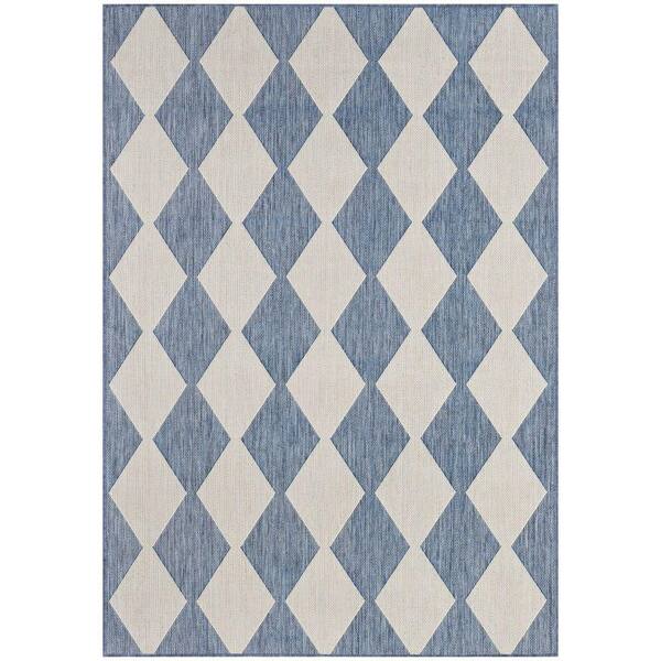 Nourison Positano Navy Blue 4 ft. x 6 ft. Diamond Contemporary Area Rug