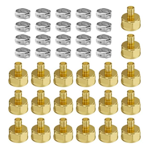 Pipe Fittings, Clamp-style 1/2 NPT Internal Thread Pipe Connector Brass Air Fittings, 1/2 in. 20PCS Brass Pipe Fittings