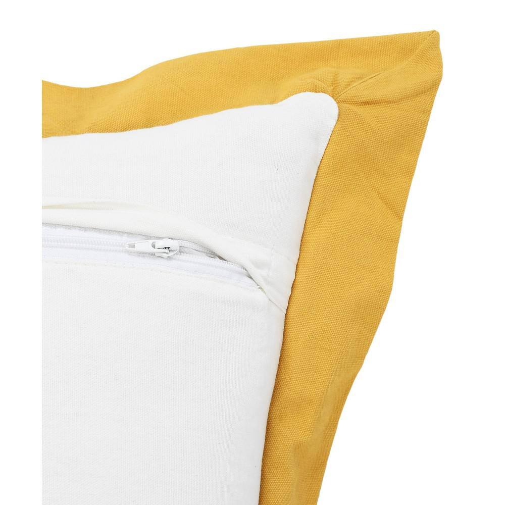 Golden Empire Bordered Cotton Throw Pillow, White & Yellow, 14" x 36"