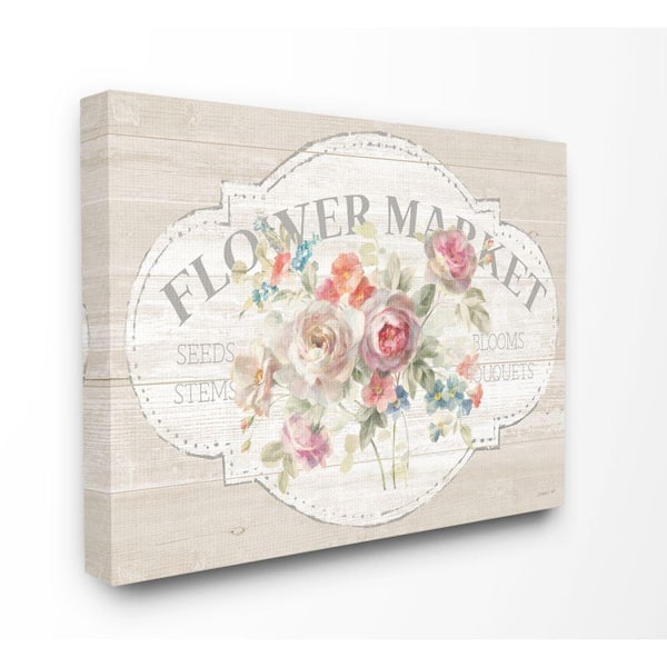 Stupell Industries 24 in. x 30 in. "Vintage Flower Market Sign" by Danhui Nai Canvas Wall Art