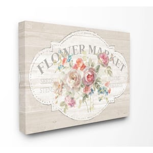 36 in. x 48 in. "Vintage Flower Market Sign" by Danhui Nai Canvas Wall Art
