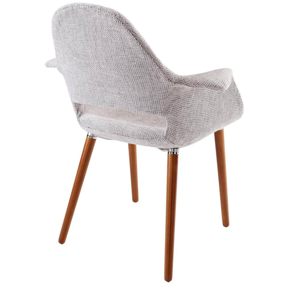Light Gray Linen Upholstered Arm Chair with Wood Legs