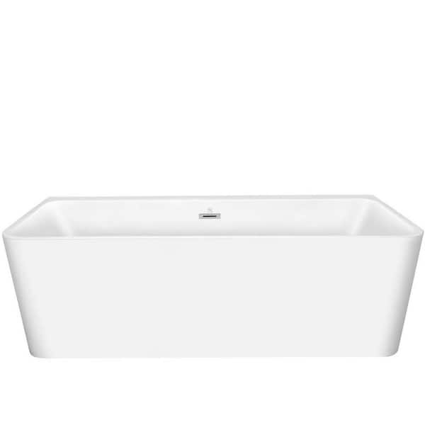 INSTER Modern 67 in. Acrylic Freestanding Flatbottom Non-Whirlpool Double Slipper Soaking Bathtub in White