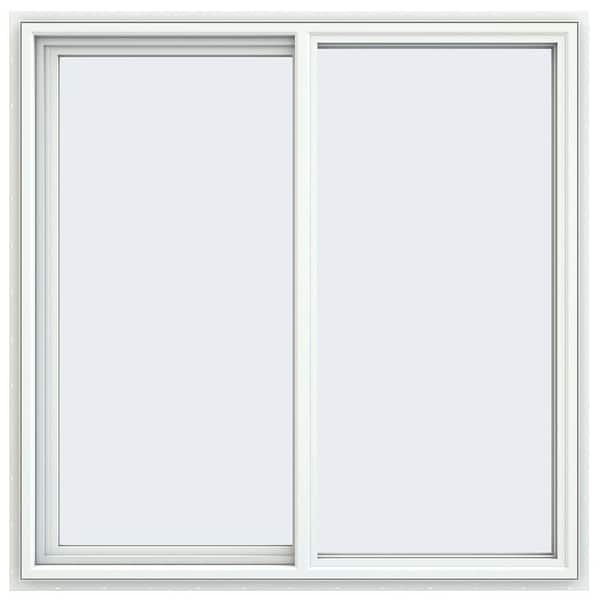 JELD-WEN 47.5 in. x 47.5 in. V-4500 Series White Vinyl Left-Handed Sliding Window with Fiberglass Mesh Screen
