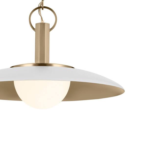 KICHLER Kurio 16 in. 1-Light Pendant With Etched Opal Glass in