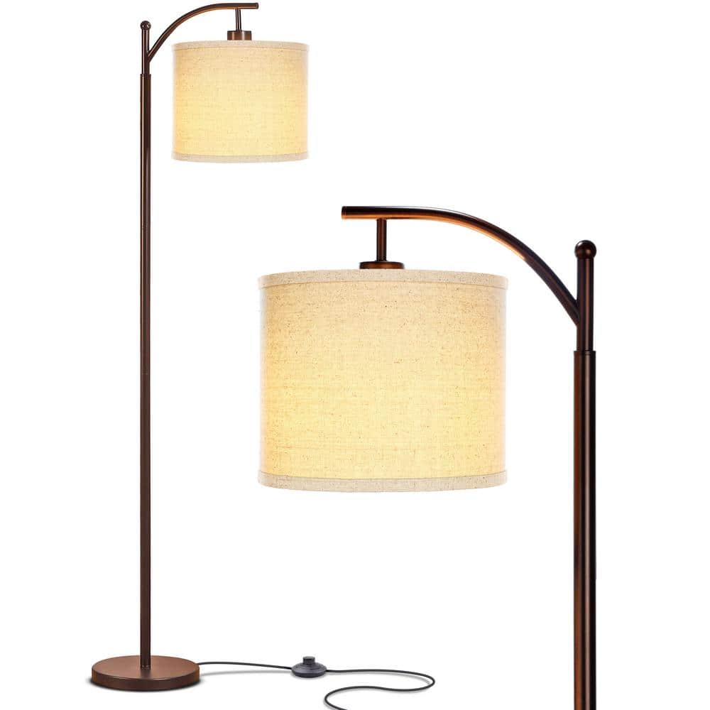 Brightech Wave 81 in. Antique Brass Mid-Century Modern 1-Light LED Energy  Efficient Floor Lamp with Beige Bamboo Drum Shade FL-WVPDT-BRS - The Home  Depot