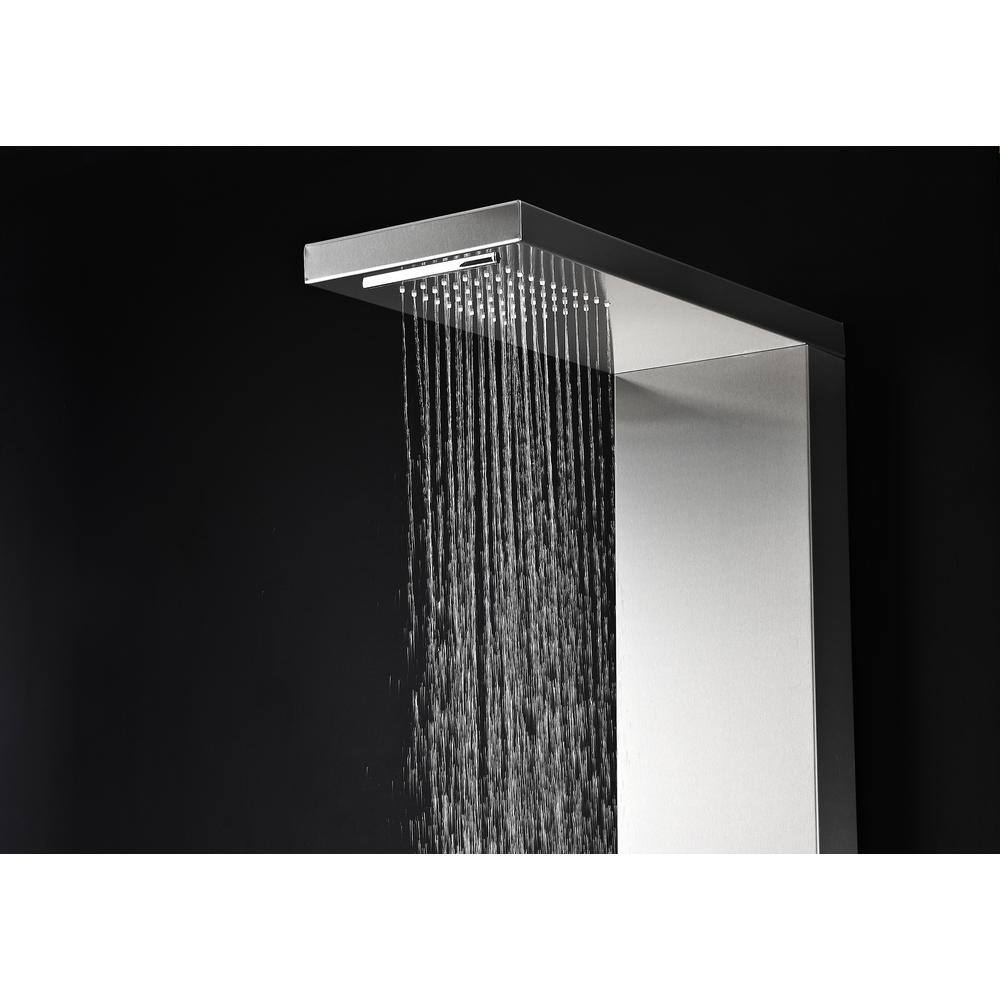 Expanse 64'' Brushed Steel Full Body Shower Panel with Jets