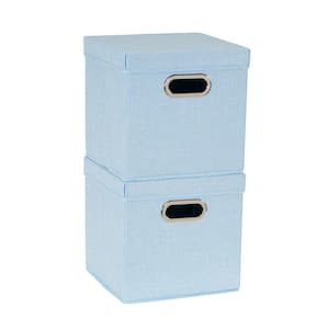11 in. H x 11 in. W x 11 in. D Blue Fabric Cube Storage Bin 2-Pack