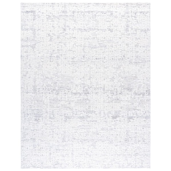 Ebony 8 ft. x 10 ft. Silver/Ivory Distressed Abstract Area Rug