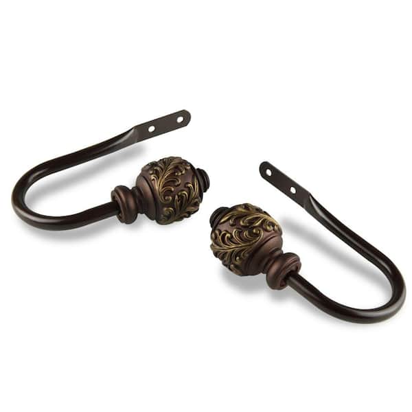 Rod Desyne Tilly Decorative Cocoa Steel Hook Curtain Holdback (Set of 2)