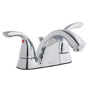Builders 4 in. Centerset Double Handle Low-Arc Bathroom Faucet in Chrome