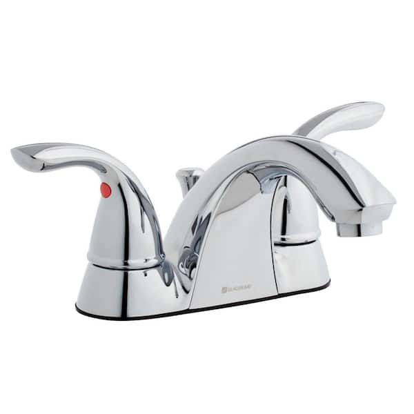 Glacier Bay Builders 4 in. Centerset Double Handle Low-Arc Bathroom Faucet in Chrome