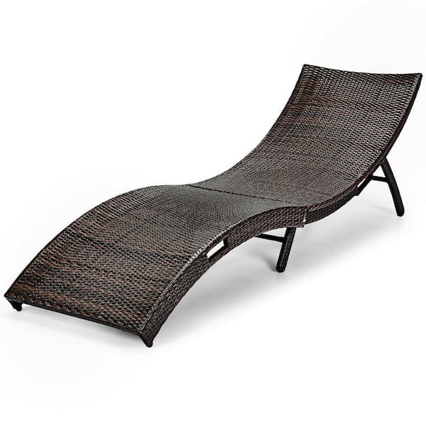 Costway Folding Rattan Wicker Patio Couch Bed Full Assemble Outdoor Chaise Lounge Chair Without Cushion Hw60574 The Home Depot - Rattan Patio Furniture Without Cushions