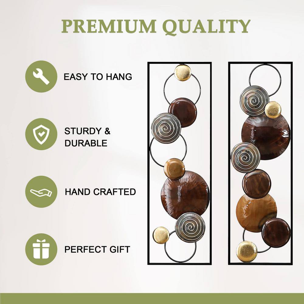 Brown and Gold Abstract Metal Wall Art Set