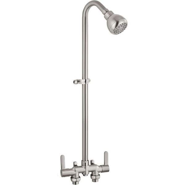 1-Spray Wall Bar Shower Kit with Showerhead 2-Handle Exposed Shower with Brass Mix Valve in Brushed Nickel