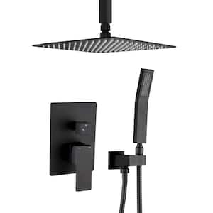 1-Spray Patterns with 2.5 GPM 16 in. Ceiling Mount Dual Shower Heads in Spot Resist Matte Black