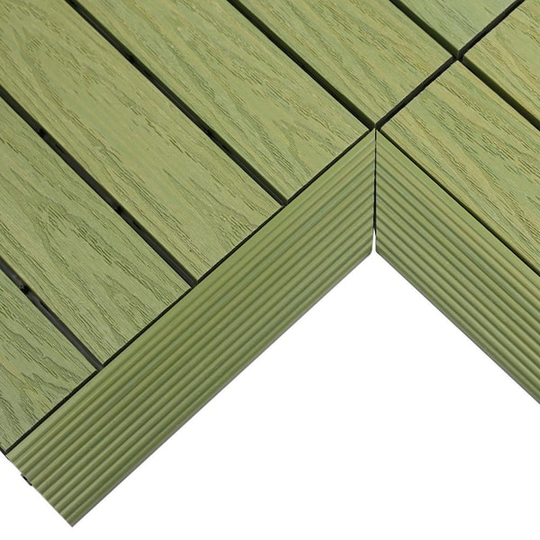 NewTechWood 1/6 ft. x 1 ft. Quick Deck Composite Deck Tile Inside Corner Fascia in Irish Green (2-Pieces/Box)