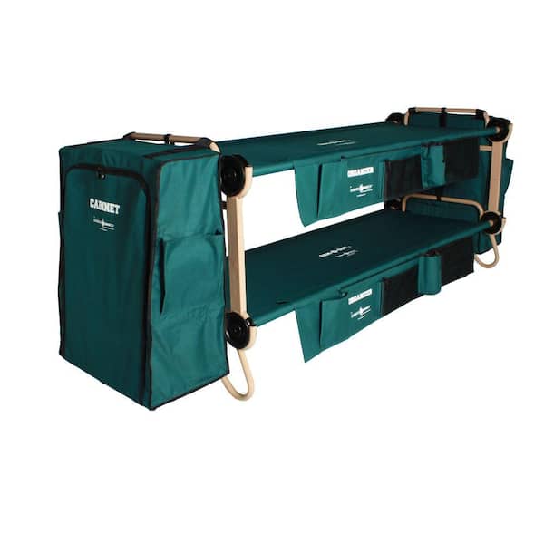Disc-O-Bed 32 in. Green Bunkbable Beds with Bed Side Organizers and Hanging Cabinets (2-Pack)