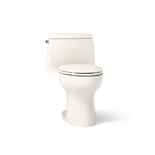 Santa Rosa 12 in. Rough In 1-Piece 1.28 GFP Single Flush Elongated Chair Height Toilet in Biscuit with Soft Close Seat