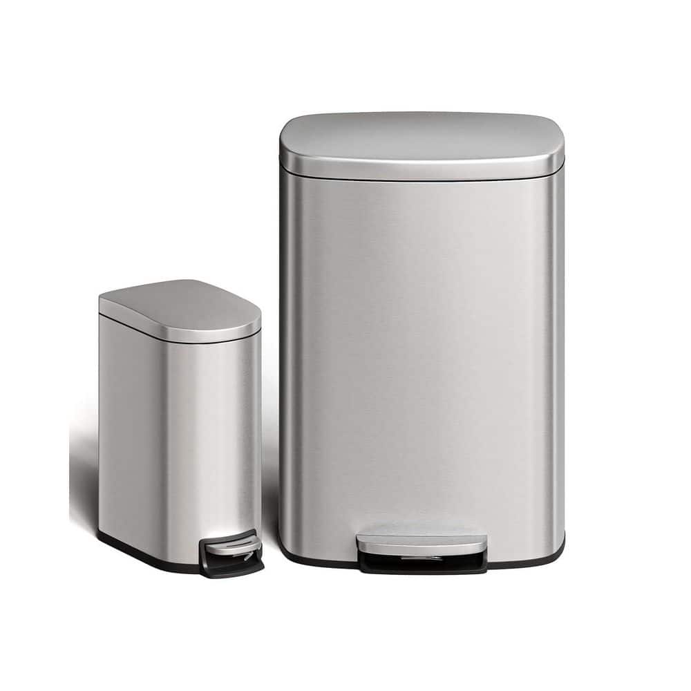 13 Gal. and 2.6 Gal. Stainless Steel Step-On Pedal Kitchen Trash Can with Rear Handle, Removable Plastic Inner Bucket price history on PriceWatchPro