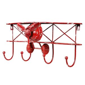 Biplane Design Cast Iron Red Gloss Finish Wall Art