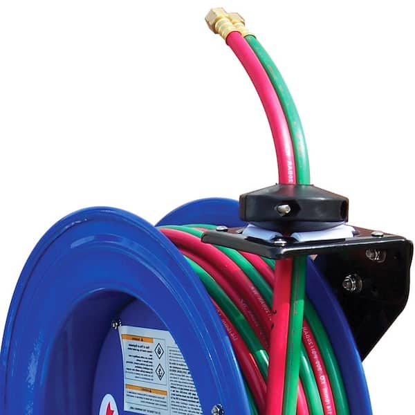 Heavy duty Oxy/Acetylene hose reel - Spring retractable with 1/4