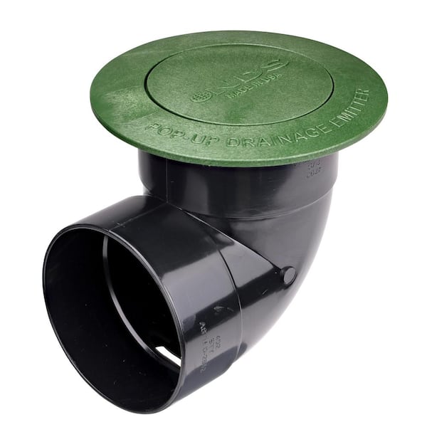 NDS Pop-Up Drainage Emitter with Elbow for 4 in. Drain Pipes, Green Plastic