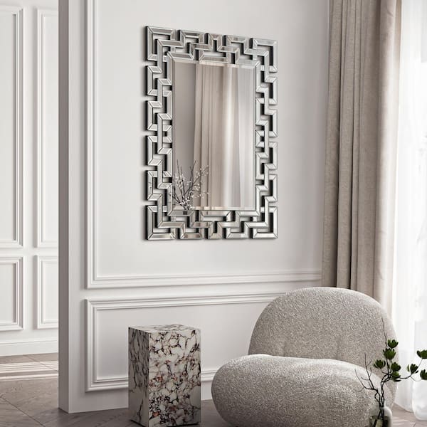 Medium Rectangle Clear Beveled Glass Modern Mirror (31 in. H x 40 in. W)