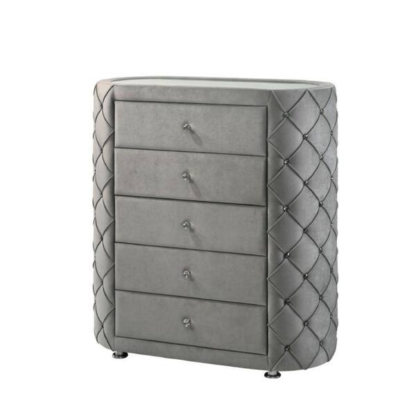 Benjara 19 In. Gray 5-Drawer Wooden Dresser Chest Of Drawers BM275533 ...