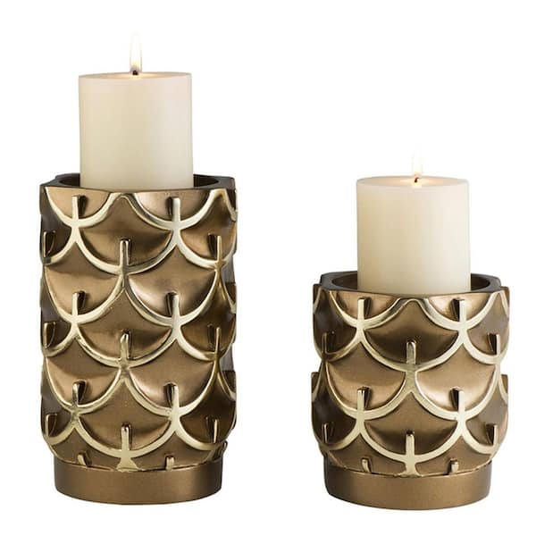 Set Of Two Espresso and Silver Pillar Tabletop Pillar Candle Holders Set Of Two Espresso and Silver Pillar Tabletop Pillar Candle Holders