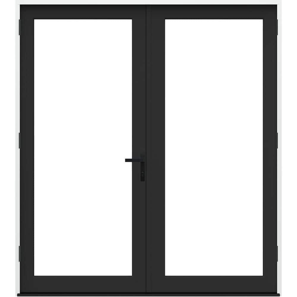72 in. x 80 in. F4500 Right-Hand/Outswing Black/White Fiberglass French Patio Door w/ Low-E Glass and Black Handle product image for price tracking
