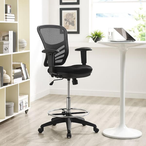 Articulate 27.5 in. Width Big and Tall Black Mesh Drafting Chair with Swivel Seat