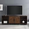 Welwick Designs 70 In. Dark Walnut Wood Transitional 2-Door Helix TV ...