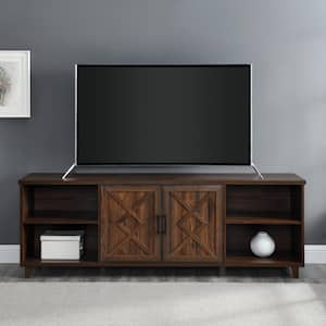 70 in. Dark Walnut Wood Transitional 2-Door Helix TV Stand Fits TVs up to 80 in.