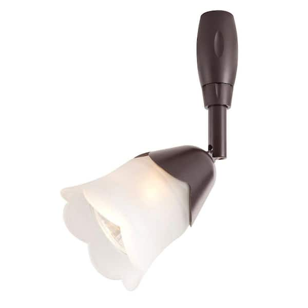 Hampton Bay Bronze Flex Track Lighting Fixture with Frosted Tulip Glass Shade