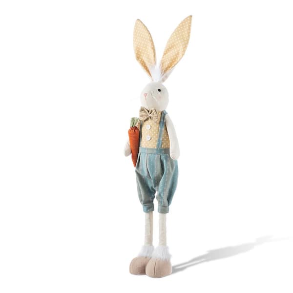 32.75 in. H Easter Fabric Boy Bunny with Telescoping Legs