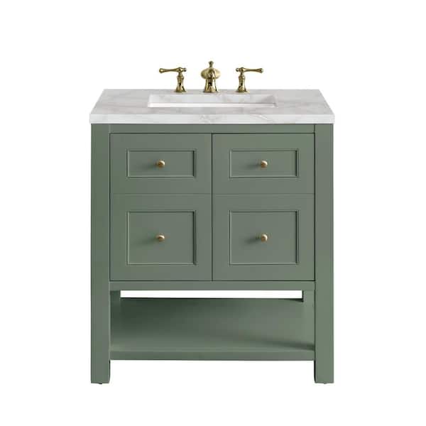 James Martin Vanities Breckenridge 30.0 in. W x 23.5 in. D x 34.2 in. H Single Bathroom Vanity Smokey Celadon and Victorian Silver Top