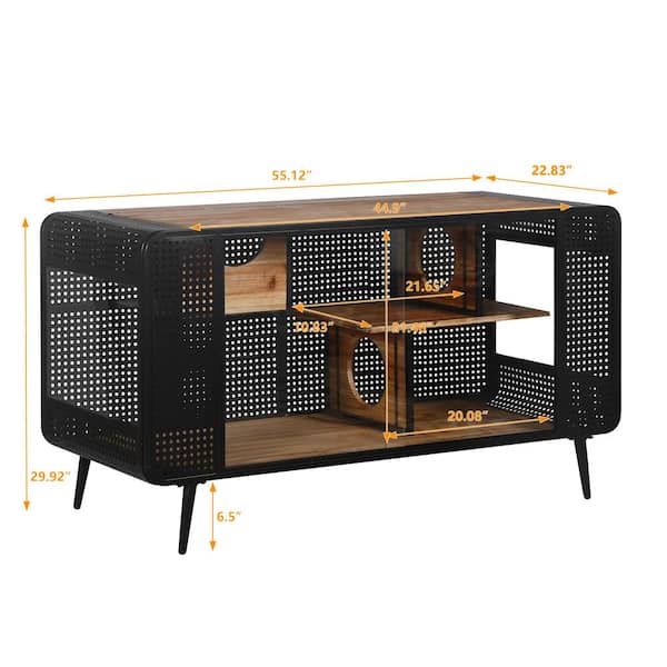 maocao hoom 55.12 in. Black and Brown Spacious Cat House with Tempered Glass