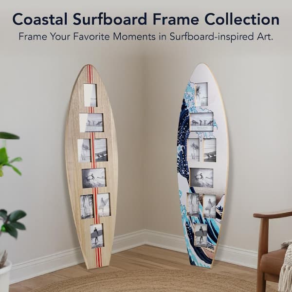 American Art Decor Surfboard Photo Collage 48 in. x 14 in. Navy