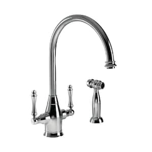Charleston Traditional 2-Handle Standard Kitchen Faucet with Sidespray and CeraDox Technology in Polished Chrome