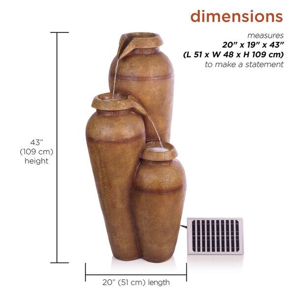 Alpine Corporation 43 in. Brown Solar Cascading Vase Floor