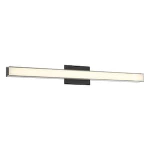 Vantage 36 in. 1-Light Black CCT LED Vanity Light Bar with Double Layer Clear and White Acrylic Shade