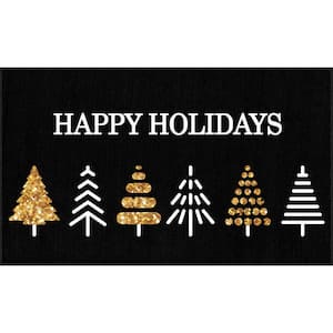 Holiday Trees Black 2 ft. x 3 ft. 4 in. Holiday Area Rug